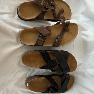 Brown Strappy Sandal Duo - Casual Slide & Woven Platform